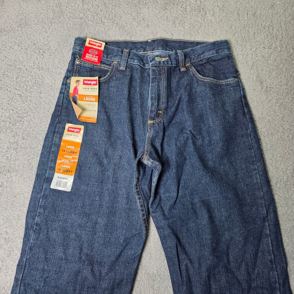 Wrangler Boys 14 Husky Loose Fit Jeans Dark Wash Five Star Premium Denim 5LOHWDR